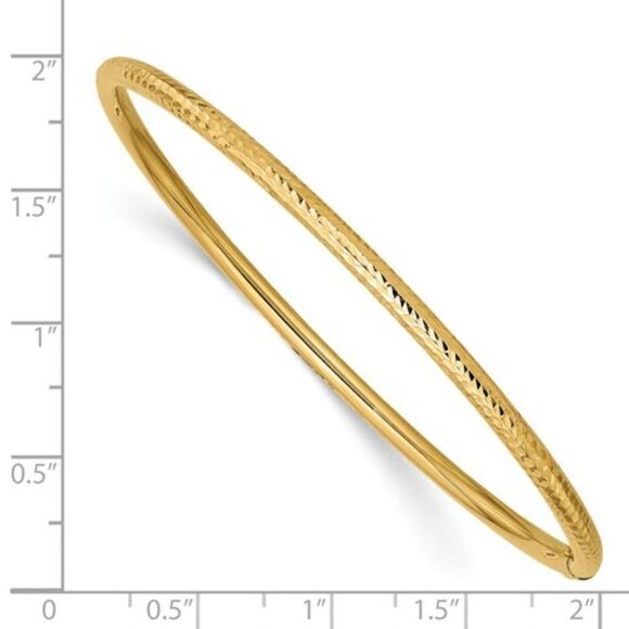 14k 3mm Diamond-cut Tube Slip-on Bangle - Picture 3 of 3